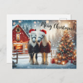 Merry Christmas Horses ポストカード (正面/裏面)