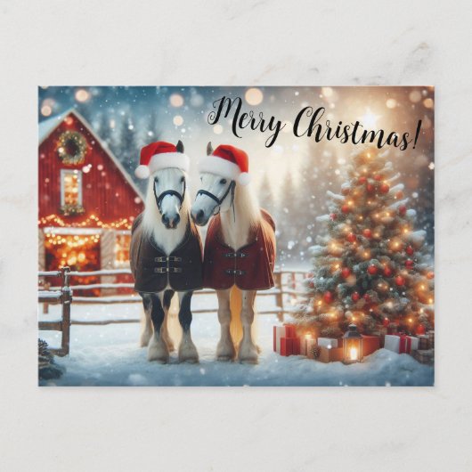 Merry Christmas Horses ポストカード (正面)