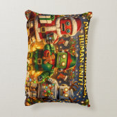 Merry Christmas human unit funny robot holiday pre アクセントクッション (裏面(縦))