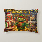 Merry Christmas human unit funny robot holiday pre アクセントクッション (裏面)