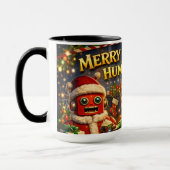 Merry Christmas human unit funny robot holiday to  マグカップ (左)
