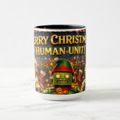 Merry Christmas human unit funny robot holiday to  マグカップ (中央)