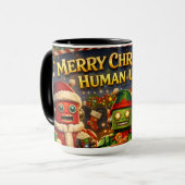 Merry Christmas human unit funny robot holiday to  マグカップ (正面左)