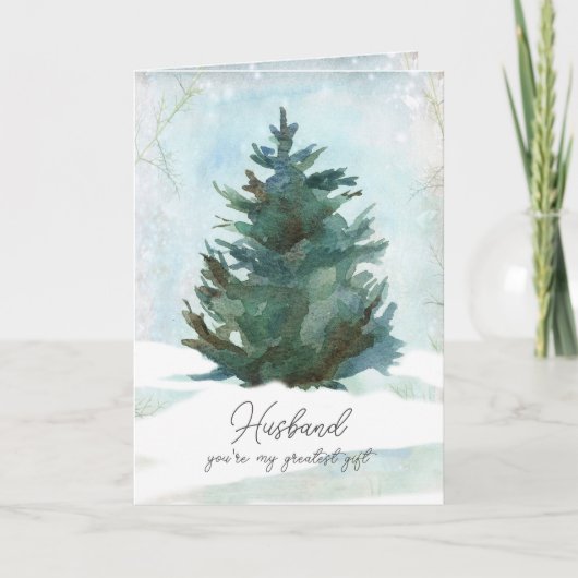 Merry Christmas Husband Greatest Gift Winter Tree カード (正面)