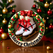 Merry Christmas Ice Skate ラージ壁時計