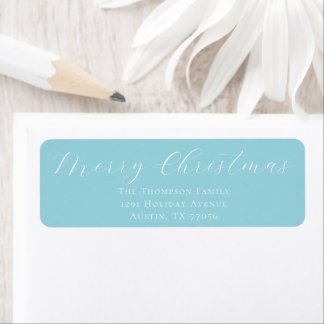 Merry Christmas Icy Blue Return Address Label ラベル