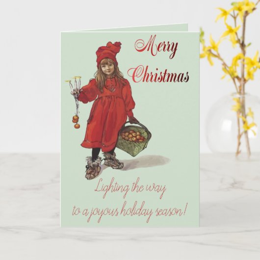 Merry Christmas Iduna Scandinavian Holiday カード (黄色い花)