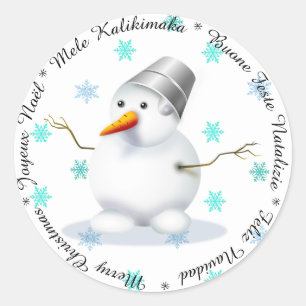 Merry Christmas in 違う Languagesステッカー ラウンドシール