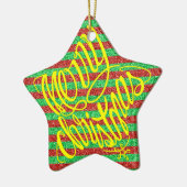 Merry Christmas in 8 langs and Happy Holiday セラミックオーナメント (左)