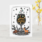 Merry Christmas in a Wine Glass  カード (黄色い花)