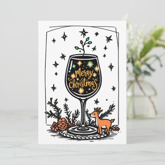 Merry Christmas in a Wine Glass  カード (スタンド正面)