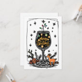Merry Christmas in a Wine Glass  カード (正面/裏面インサイチュ)