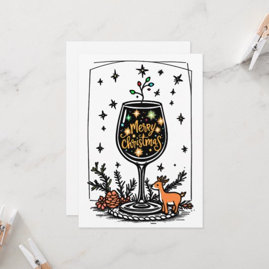 Merry Christmas in a Wine Glass カード (正面/裏面インサイチュ)