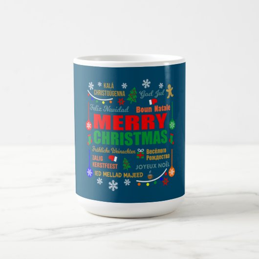 Merry Christmas In Different Languages Xmas コーヒーマグカップ (中央)