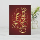 „Merry Christmas“ in eleganter Schrift 招待状 (スタンド正面)