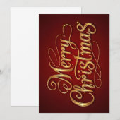 „Merry Christmas“ in eleganter Schrift 招待状 (正面/裏面)