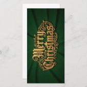 Merry Christmas in goldener Ornament Schrift シーズンカード (正面/裏面)
