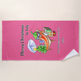 Merry Christmas in July Custom Family Summer Party ビーチタオル