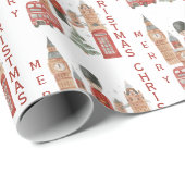 Merry Christmas in London Red Bus, Big Ben ラッピングペーパー (ロールコーナー)