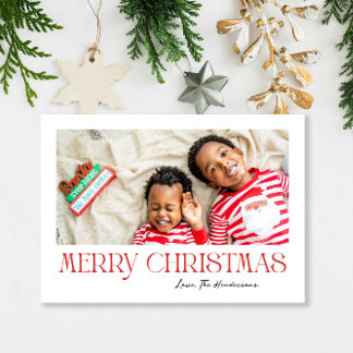 Merry Christmas in Red - minimalist photo card シーズンカード