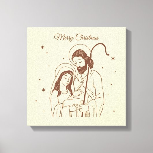 Merry Christmas - Jesus, Mary and Joseph キャンバスプリント (正面)