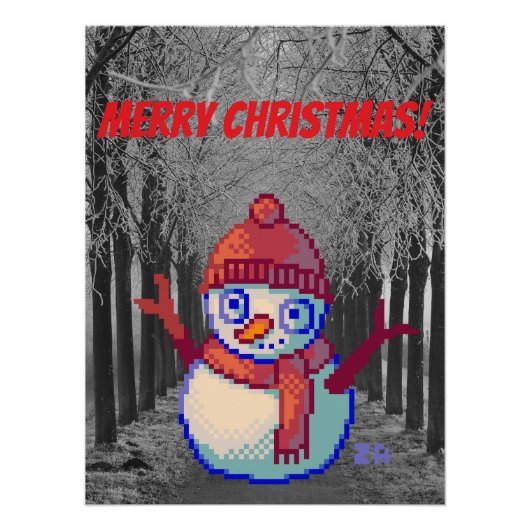 Merry Christmas, kerst, pixelart, Pixel Art ポスター (正面)