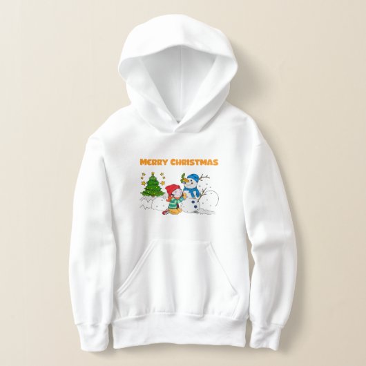 Merry Christmas Kid Building Snowman Festive T-Shi (レイダウン)