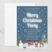 Merry Christmas Kids Party Santa Workshop Reindeer 招待状 (正面/裏面)