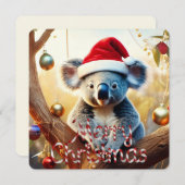 Merry Christmas Koala Santa hat Gumtree Baubles シーズンカード (正面/裏面)