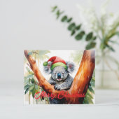 Merry Christmas Koala sitting in Gumtree シーズンポストカード (スタンド正面)