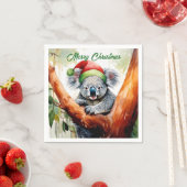 Merry Christmas Koala sitting in Gumtree スタンダードカクテルナプキン (インサイチュ)