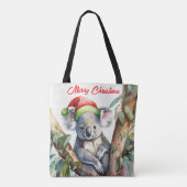 Merry Christmas Koala sitting in Gumtree トートバッグ (裏面)