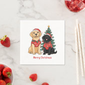 Merry Christmas Labrador Retriever Dogs スタンダードカクテルナプキン (インサイチュ)