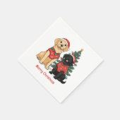Merry Christmas Labrador Retriever Dogs スタンダードカクテルナプキン (角)