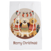 Merry Christmas Labrador Retriever Dogs ミディアムペーパーバッグ (裏面)