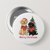 Merry Christmas Labrador Retriever Dogs 缶バッジ (正面&裏面)