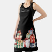 Merry Christmas, Large Christmas Gifts Wrapped Blk エプロン (インサイチュ)
