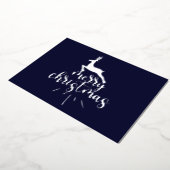 Merry Christmas Leaping Deer Silver  箔シーズンカード (回転した状態)