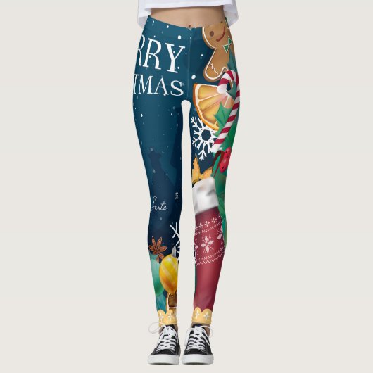 Merry Christmas Leggings – Festive Cheer from Top  レギンス (正面)
