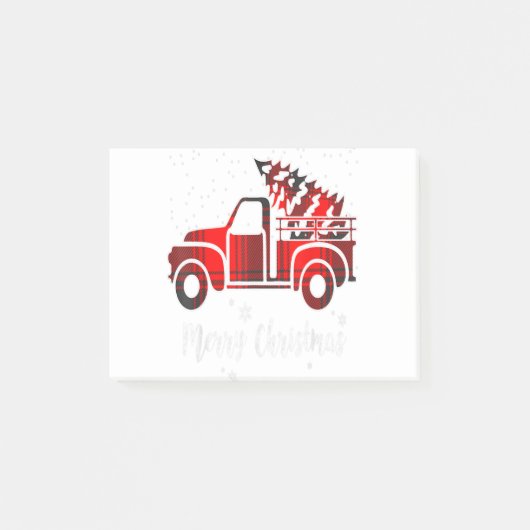 Merry Christmas Leopard Buffalo Truck Tree Red Pla ポストイット (正面)