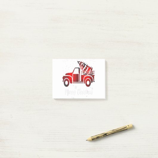Merry Christmas Leopard Buffalo Truck Tree Red Pla ポストイット (デスク上)