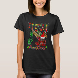 Merry Christmas Leopard Plaid Santa Reindeer Elf E Tシャツ