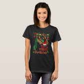 Merry Christmas Leopard Plaid Santa Reindeer Elf E Tシャツ (正面フル)