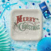 Merry Christmas lettering ペーパープレート (パーティー)