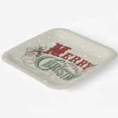 Merry Christmas lettering ペーパープレート (傾斜あり)