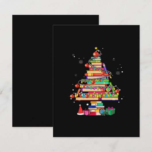 Merry Christmas Library Tree エンクロージャーカード (正面/裏面)