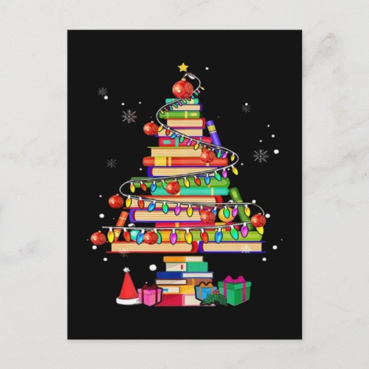 Merry Christmas Library Tree シーズンポストカード (正面)