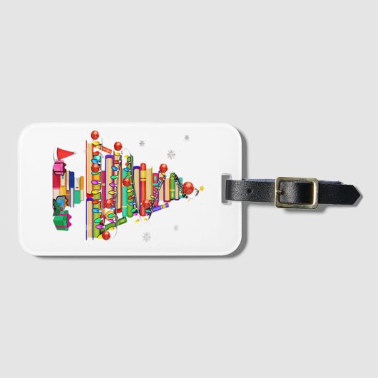 Merry Christmas Library Tree ラゲッジタグ (正面横)