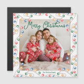Merry Christmas Lights Family Photo Magnetic Card (正面/裏面)
