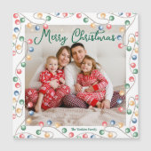 Merry Christmas Lights Family Photo Magnetic Card (正面)